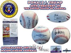 Le Président Donald J. Atout Signé Autographié Oml Baseball Jsa Authentique # J36177