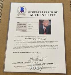 Le Président Donald J. Trump A Signé 8x10 Photo Beckett Certifié Lettre Complète