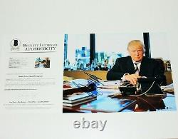 Le Président Donald J Trump Signé 11x14 Photo Beckett Coa Make Amérique Grande Againe