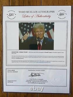 Le Président Donald Trump 8 X10 A Signé Une Lettre D'authenticité 100% Authentique Coa Ex
