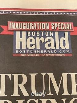 Le Président Donald Trump Hand-signed Boston Herald Newspaper (janvier 2017)