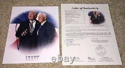 Le Président Donald Trump Mike Pence Double Signé Photo 8x10 Maga Potus Vice Jsa