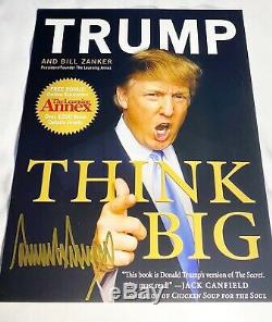 Le Président Donald Trump Signé 11x14 Magazine Photo De Couverture Pensez Grand 1/1 Or Auto