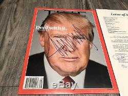 Le Président Donald Trump Signé Times Magazine Plein Jsa Coa