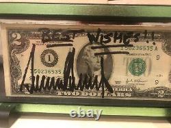 Le Président Donald Trump Signés $ 2 Bill Complet Autograph Maga Enscribed Meilleurs Voeux