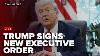 Le Président Donald Trump Signe Un Nouvel Ordre Exécutif Depuis Le Bureau Ovale.