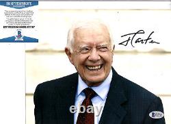 Le Président Jimmy Carter Signé 8x10 Photo Beckett-bas Coa Avec Proof Trump, Obama