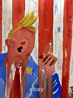 Les baskets de Donald Trump, ART BY MONA, aquarelle PEINTE À LA MAIN, NEUF 9X12