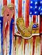 Les Baskets De Donald Trump, Art Par Mona, Aquarelle Peinte À La Main, Neuf 9x12