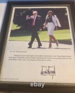 Lettre de remerciement signée de la main du président Donald Trump