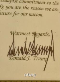Lettre de remerciement signée de la main du président Donald Trump