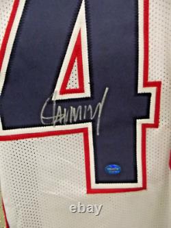 Maillot de football signé par DONALD TRUMP, autographe, rouge blanc bleu, Patriots, certificat d'authenticité.