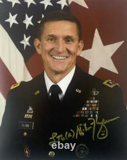 Michael T Flynn Hand Signé 8x10 Photo Army General Trump Rare Authentic Coa