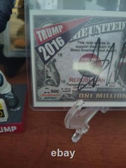 NOTE DE CAMPAGNE SIGNÉE PAR DONALD TRUMP SGC COA BILLET AUTOGRAPHIÉ PRÉSIDENT TRUMP MINT