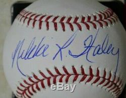Nikki Haley Signé Omlb Baseball Avec Jsa Coa # Ee82270 L'ambassadeur Donald Trump