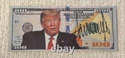 Note de 100,00 $ signée par le président Donald Trump avec certificat d'authenticité AUTO Authentique RARE