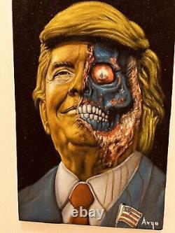 Oeuvre d'art de Trump Ils Vivent Peinture sur Velours 18x12 Original Signé