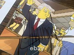 PRESIDENT DONALD TRUMP A SIGNÉ UNE PHOTO DES SIMPSONS 11x14 MAGA AUTHENTIQUE AUTO BAS COA