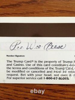 Pee Wee Reese Signé Trump Casino Carte Brooklyn Dodgers Hof Autograph 1/1 Coa