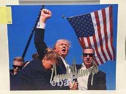 Photo authentique signée de Donald Trump en position de combat 8X10 COA T13