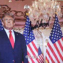 Photo couleur 11x14 signée par Donald Trump, POTUS autographe #D COA-Halo