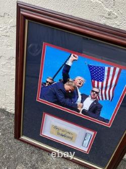 Photo présidentielle encadrée de Donald Trump signée, tentative d'assassinat, PSA DNA