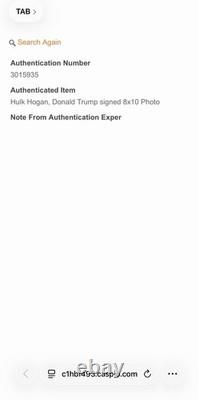 Photo signée 8x10 de Hulk Hogan et Donald Trump avec André le Géant WWF RARE TSA COA