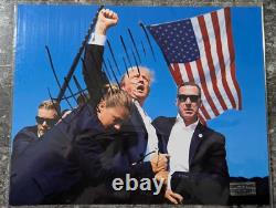Photo signée de Donald Trump, 8x10 avec certificat d'authenticité, combat, tentative d'assassinat, président