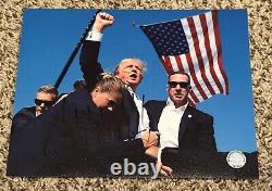 Photo signée de Donald Trump, 8x10 avec certificat d'authenticité, combat, tentative d'assassinat, président