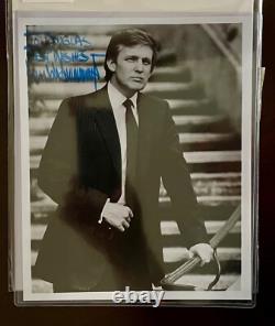 Photo vintage 8 x 10 signée à la main par Donald Trump, autographe avec certificat d'authenticité de New York.