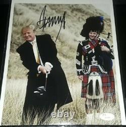 Prés. Donald Trump Autographié Sharp Scottish Golf 8×10 Jsa Authenticité Lettre
