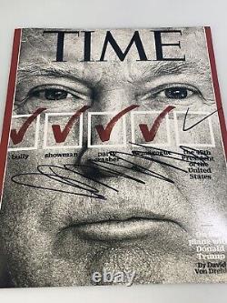 Président DONALD TRUMP Couverture du magazine Time signée à la main / autographiée Photo 8x10