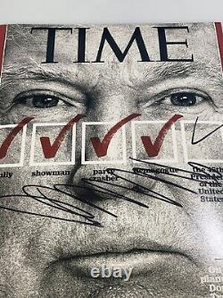 Président DONALD TRUMP Couverture du magazine Time signée à la main / autographiée Photo 8x10