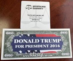 Président DONALD TRUMP Signature de la note de campagne 2016 SGC COA Autographe Autographe