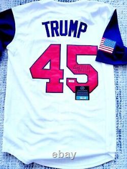 Président Donald Trump 45 Signé Autographié Etats-unis World Baseball Cap Jersey Coa