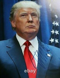 Président Donald Trump Authentique Signé Grande Affiche Taille 16 X 20 Photo Couleur