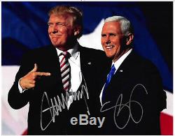 Président Donald Trump Et Vice-président Mike Pence Signé Autographié 8x10 Withco