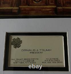 Président Donald Trump Image encadrée et matelassée avec carte de visite signée