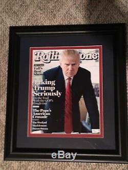 Président Donald Trump Signé Encadré Rolling Stone 16x20 C / O Jsa