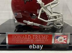 Président Donald Trump a signé le casque mini des New Jersey Generals de l'USFL avec étui Auto JSA