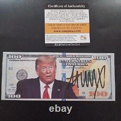 Président Donald Trump a signé un billet de 100,00 $ avec certificat d'authenticité