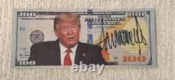 Président Donald Trump a signé un billet de 100,00 $ avec un certificat d'authenticité à 100%