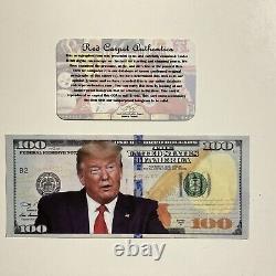 Président Donald Trump a signé une note de 100,00 $ avec certificat d'authenticité