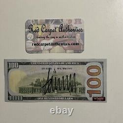 Président Donald Trump a signé une note de 100,00 $ avec certificat d'authenticité