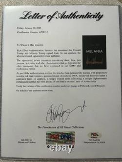 Président Donald Trump et Melania Trump ont signé le livre MELANIA PSA / DNA COA