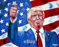 Président Donald Trump #maga USA Drapeau D'art Originale Dan Peinture Byl Énorme 4x5ft