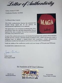 Psa/adn Président Donald Trump Autographié Officiel Red Maga Hat Signature Complète