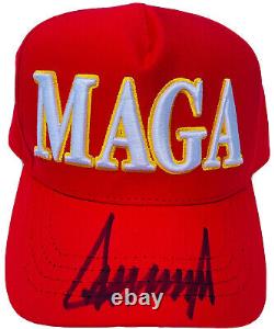 Psa/adn Président Donald Trump Autographié Signé Officiel Red Maga Hat