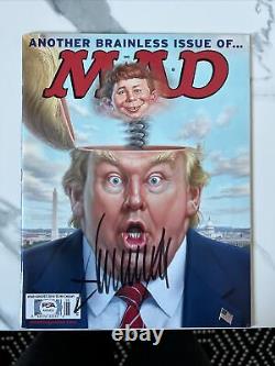 Psa/adn Président Donald Trump Autographied Mad Magazine Full Signature