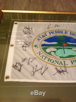 Rare 2001 At & T Pebble Beach Pro Am Flag Signe X 12 Atout Donald + Costner Kevin